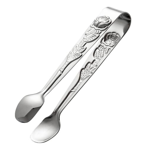 Generic Mini Sugar Tongs - U-Shaped Ice Tongs Stainless Steel Silver 4 Inch