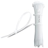 150pcs Zip Ties 12 Inch Long Clear Cable Plastic Zipties 12in Thick Wire Tie Wraps 50 Lbs,Electronic Cord Management White