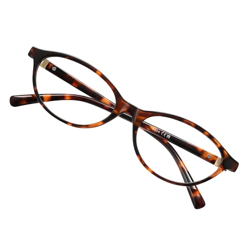 resjok Blue Light Glasses for Woman - Fashion Small Oval Frame Blue Light Blocking Glasses, Anti Eyestrain Eyeglasses (DarkTortoise)