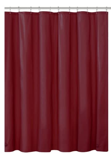 Bathroom Magnetized Shower Curtain Liner with Metal Grommets Waterproof (Burgundy)