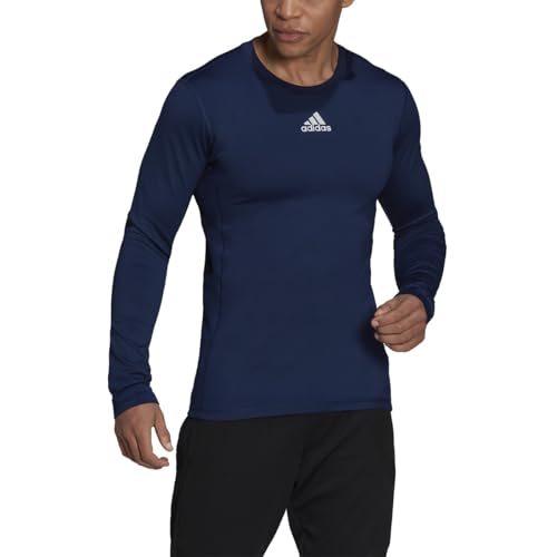 Adidas Techfit maillot thermique homme manches longues bleu marine running taille L