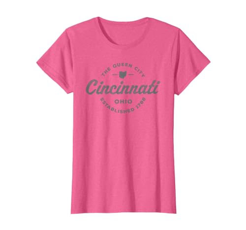 Vintage Cincinnati Ohio 1788 Mens Retro Throwback Souvenir T-Shirt, Women, Pink Heather, Medium