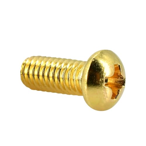 真鍮製クロスマシンネジ - M2 M3 M4 M5 M6 M8 - 皿頭・丸頭 - メートルねじ - 5〜200個パック(Round Head,16mm,M5 (10Pcs))