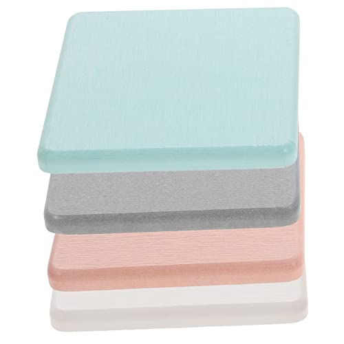 HAKIDZEL 4pcs Super Absorbent Bathroom Cup Pads Multi Functional Water Absorbent Mat for Countertops Coasters for Mugs Glasses and Soaps Design Mixed Colors