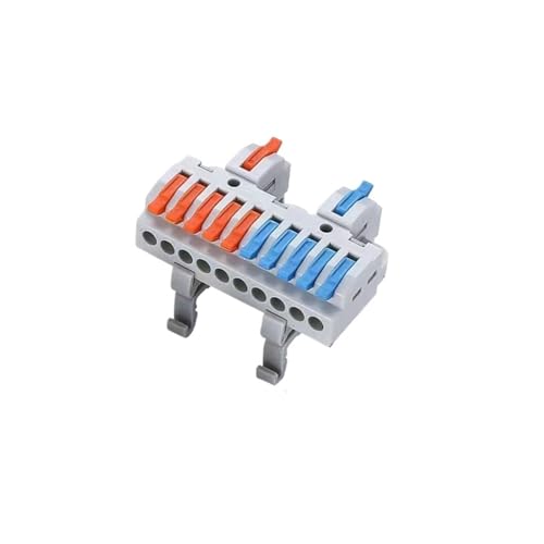 5 bloques de terminales de riel DIN, conectores de cable de empalme 18-12 AWG, 2 en 8 salidas/2 en 10 salidas, para cableado en línea de circuito (5 piezas KV210G)