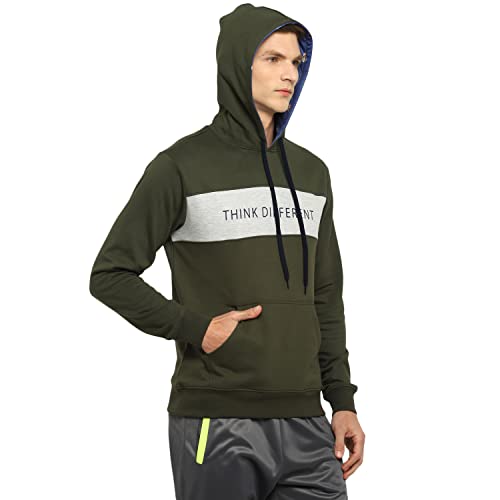 Image of OFF LIMITS Mens PCF Think Different Hoodie Olive|Grey Mel Hooded Sweatshirt-L