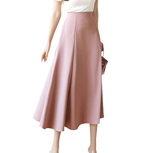 Jupe trapèze fine taille haute rose chic | Coupe ajustée volants 36
