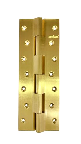 Image of BRASK Brass Railway Hinges 8 inch x 1.1 /4 inch x 5 /32 (200 mm x 32 mm x 4 mm) Heavy Duty Brass Door Hinges (Golden Satin, 1)