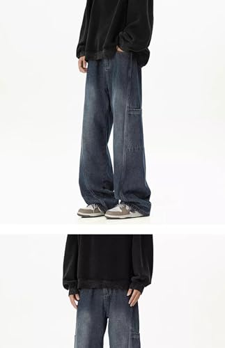 Men's Cargo Jeans Spring Summer Loose Straight Casual Wide-Leg Pants3