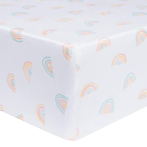 Image of Trend Lab Rainbow Fitted Crib Sheet for Baby Mattress, Made of 100% Cotton, Fits a Standard 28 x 52 in Crib Mattress
