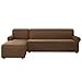 subrtex Funda Sofa Chaise Longue Brazo Izquierdo Elastica Protector para Sofa Chaise Longue(Marron)
