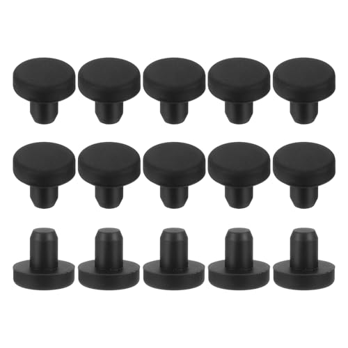 Image of uxcell 15Pcs Silicone Hole Plug, Waterproof Solid T-Shaped Rubber Stoppers Bottle Seal Tube Pipe Plug End Cap for 6mm /0.24 inch Hole for Bathtub Bottle, 0.31 inch Plug Height, Black