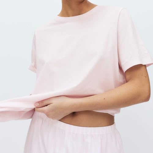 Image of Marks & Spencer Women's Pure Cotton Pyjama Set with Woven Bottoms