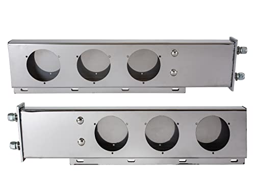 Image of Buyers Products LB6303SST 30 inch Stainless Steel Mudflap Hangers for Semi Trucks, 2 Lightboxes with 4 inch Light Cutouts, 30 inch Lx3 Dx6 H, Includes Driver and Passenger Side Boxes, Lights NOT Included