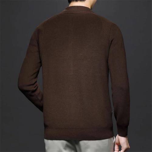 Men's Woolen Zipper Cardigan Thick Knitting Long Sleeve Classic Solid Sweater Cardigan2