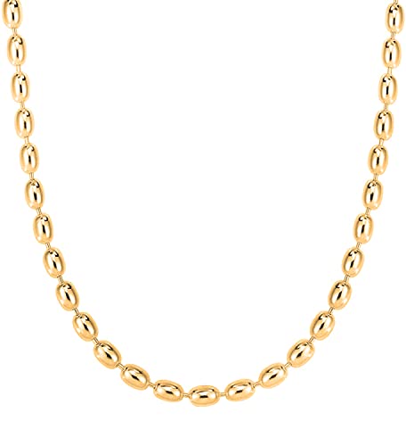 Chaîne ovale en perles de riz en argent plaqué or, le cadeau idéal pour femme