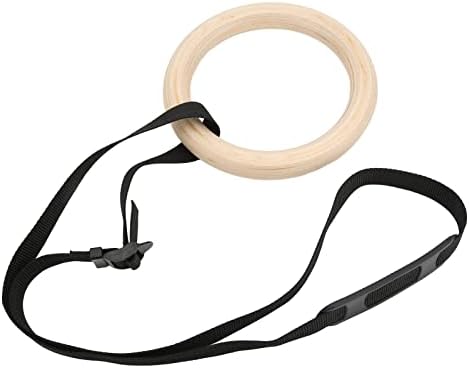 BigKing Pull Up Exercise Rings,1 Pair Wooden Gymnastic Rings with Adjustable Buckle Straps 330lbs Capacity Pull Up Exercise Rings for Home Gym Workout