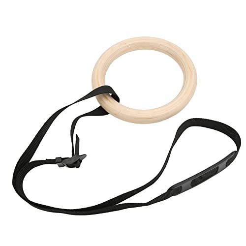 Dioche High Capacity Wooden Gymnastic Rings with Adjustable Buckle Straps 330lbs, AllPurpose Pull Up Exercise Rings for Home Gym Full Body Workouts - Thumbnail 5