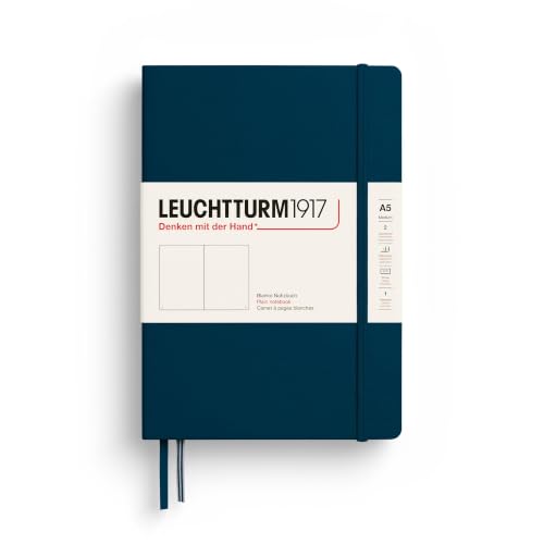LEUCHTTURM1917 - Notebook Hardcover Medium A5-251 Numbered Pages for Writing and Journaling - Thinking Ahead (Plain Paper, Deep Sea)
