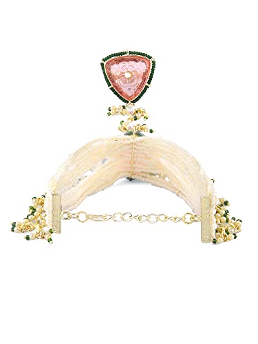 Women's Pink & Green Multistrand Bridal Hand Harness