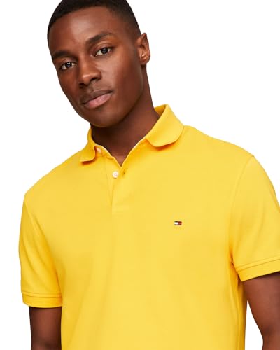 Image of Tommy Hilfiger Men's Short Sleeve Polo Shirts in Slim Fit with Stretch and Organic Pique Cotton