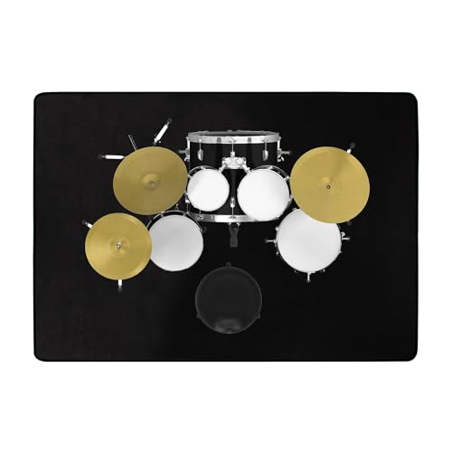 OUUTMEE 140 x 180 cm,Schlagzeugteppich, rutschfeste Schlagzeugmatte, Übungsunterlage für elektronische Schlagzeuge, Schlagzeugzubehör für Jazz-Schlagzeug-Kits Bodenschutz (Schwarz)