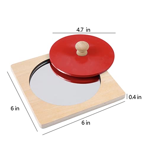 Baby Tummy Time Mirror, Montessori Toys For Babies 0-6-12 Months, Wooden Peekaboo Knob Puzzle, Sensory Development Toys For Infant Toddler, Best Baby Boys Girls Gift Idea (Red) #TOP1