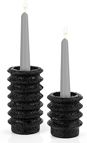 Flenpptly Candle Stick Candle Holder Candlestick Holders Marble Taper Candle Holders Set of 2 Fits Two Sizes of Candles for Home, Party, Traditional Holiday Decoration (Black)