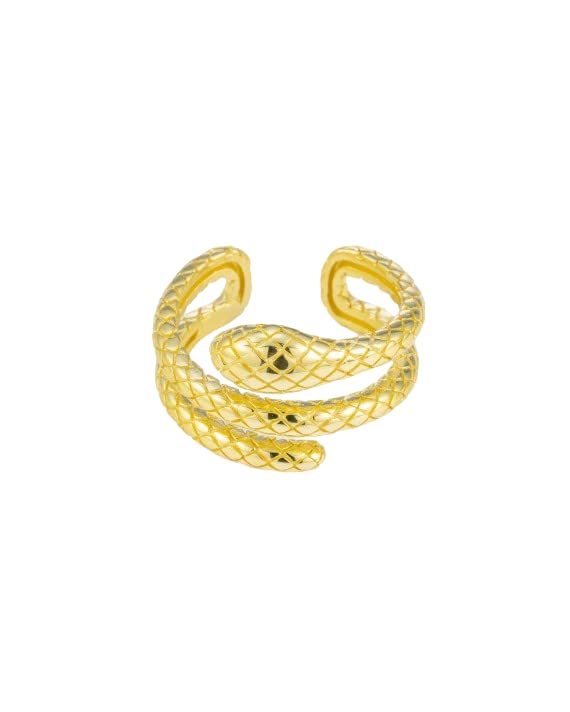 doble aro   Anillo de Plata Ajustable Bañado en Oro   Anillo de Plata Mujer Ajustable en Plata de Ley 925/1000 Bañada en Oro de 18kt   Anillos de Plata para Mujeres   Modelo Snake Oro.