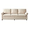 RUIFUDA 3 Seater Couch Sofa, Modern Sofa with Classic Nails & Seat Cushion Backrest Removable for Living Room, Bedroom, Apartment, Beige-3 Seater