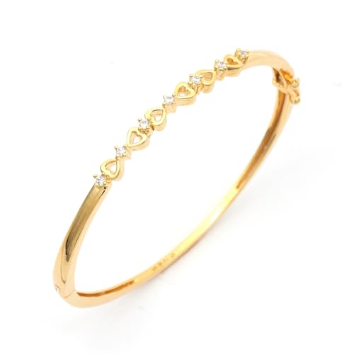 Image of MAIRA 925 Sterling Silver Heart Kada Bracelet | Micron 18K Gold Plated Cubic Zirconia Anti Tarnish Hypoallergenic Kada for Women |Valentine Gift for Women | Certificate of Authenticity