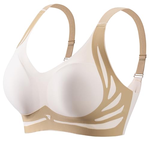 STARLACKC Jelly Bras for Women Plus Size Bras Wireless Bra No Underwire Push Up Seamless Sleep Comfortable Womens(2XL Skin)