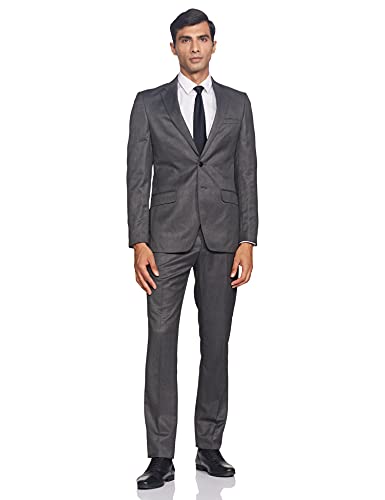 Image of Raymond Wool Blend Men's Full Sleeve Contemporary FIT Dark Grey Formal Suit