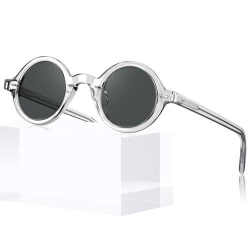 Image of CARFIA Retro Acetate Small Face Polarized Sunglasses for Men Cool Classic Round Sun Glasses CA2501