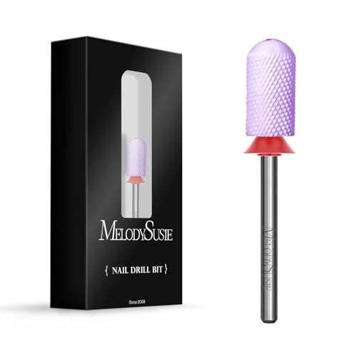 Image of MelodySusie Ceramic Nail Drill Bit, 3 /32'' Smooth Round Top Large Barrel Bits, Suitable for Manicure Pedicure Cuticle Gel Polishing, Beginners Bits, Purple, Series Bit-S, Fine