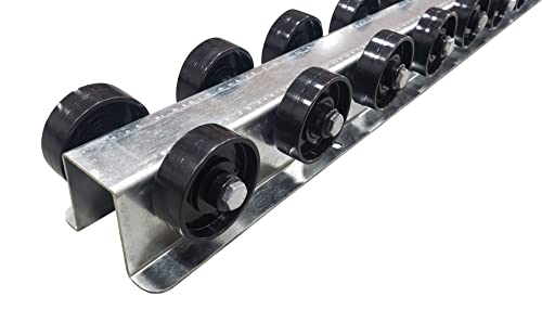 Galvanized Conveyor 5′ Flow Rail with Paired Plastic Skate Wheels | Heavy Duty 200 lb/ft Load Rating | Build Gravity Conveyor for Pallets, Cartons, Trucks & Trailers by Ultimation