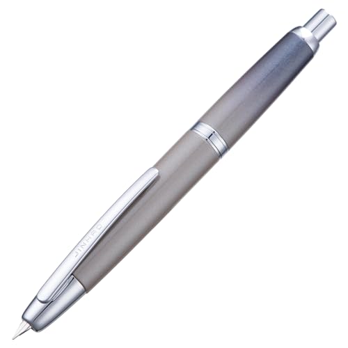 Image of Jinhao 10 Press Fountain Pen with Box, Gradient Grey Retractable Extra Fine Nib with Ink Converter Set (Silver Clip)