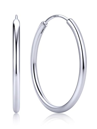 ChicSilver Sterling Silver Hoop Earrings for Women Hypoallergenic 30MM Small Silver Hoop Earrings...