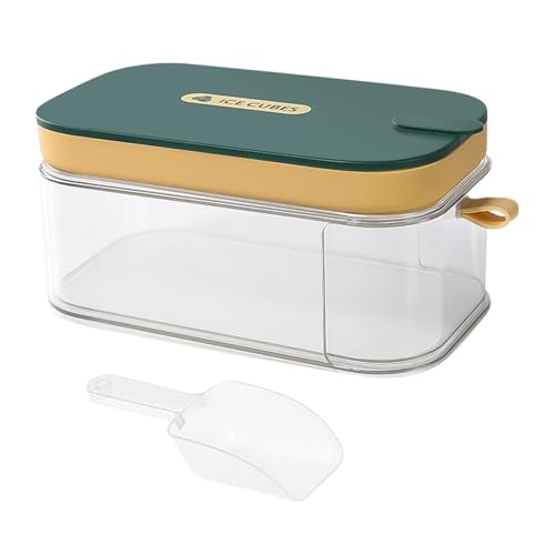 Cubitera de hielo para congelador – Desmoldeo fácil con bandeja tapa y cuchara – Bandeja para cubitos de hielo con tapa para congelador – para vino Whisky Bourbon Vodka Café y Refrigeración Hogar