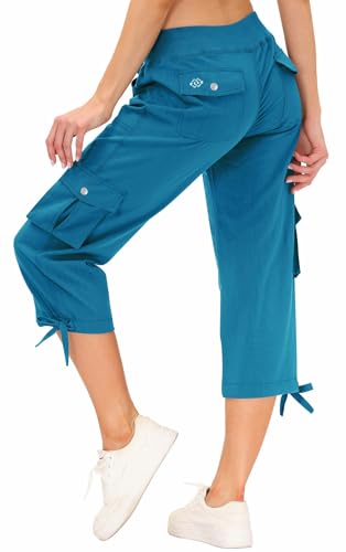 Image of MoFiz Womens Capris with Pockets Loose Fit Casual Capri Pants Dressy Lightweight Ladies Baggy Cargo Pants for Hiking