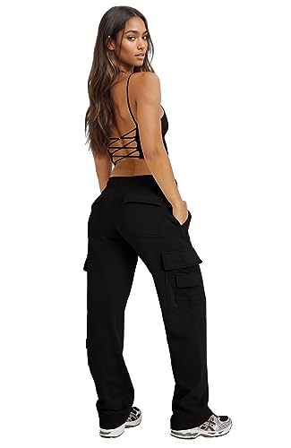 Waitfairy-Womens-Cargo-Sweatpants-Casual-High-Waisted-Joggers-Pants-Fleece-Wide-Leg-Sweat-Pants-Baggy-Pants-with-Pocket