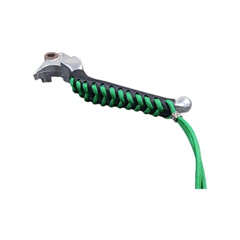 Mark's Custom Designs Heavy Duty Black Leather Motorcycle Lever Covers for HD Motorcycles with Green Paracord Cover