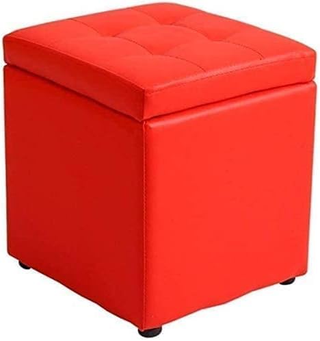 Repose-pieds ottoman en bois massif marron et pouf cubique en simili cuir