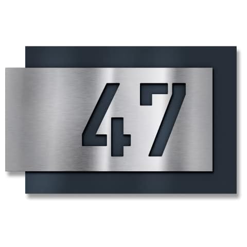 Metzler modernes Hausnummer - Pulverbeschichtung in Anthrazit RAL 7016 - individuellen Hausnummer Schild Gravur aus V2A Edelstahl- Wetterfest & Rostfrei - 3D Effekt - Made in Germany (271 x 175 mm) Cover