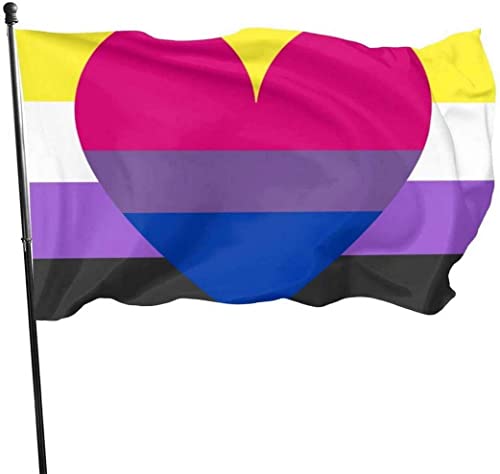 Nonbinary Non-Binary enby Genderqueer Pride Bisexual Heart Flagge 3 x 5 Ft Banner Willkommensparty Outdoor