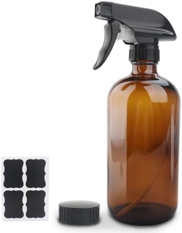 Miruchertter Glass Spray Bottle Large 16oz Refillable Container Empty Amber Glass Spray Bottle Trigger Spray Bottle for Essential Oils, Cleaning Products, Aromatherapy, Misting Plants