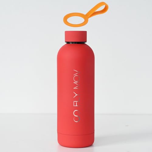 Termo de acero inoxidable con tapa rosca y aislamiento al vacío Rojo - 500ml - acabado de goma mate - libre de BPA - funcional y elegante.