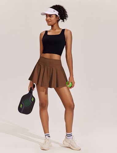 Image of PINSPARK Womens Tennis Skirt Pleated Athletic Skirts with Pockets Shorts High Waisted Golf Skort for Workout Pickleball
