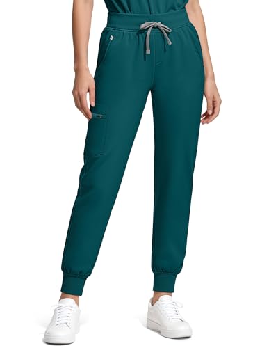 Image of Medical Scrubs for Women Pants, Soft Stretch & Breathable Joggers | Drawstring Womens Scrub Cargo Pants with 5 Utility Pockets, Bottoms Keep 12-Hour Shift Comfort for Healthcare Professionals