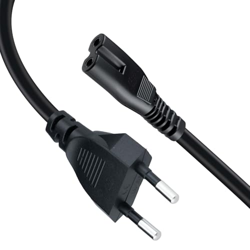 Wigearss Câble d'alimentation EU Plug C7 Bipolaire 2 Câble pour PS5 / PS4 / PS3 / Xbox Série X/S, Xbox One X/S, 1.5m, Noir